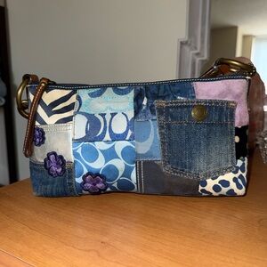 Coach Y2K Patchwork Denim Shoulder Bag with Flowers